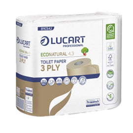 Carta igienica EcoNatural 4.3 Plastic Free - 270 strappi - Lucart - pacco 4 rotoli