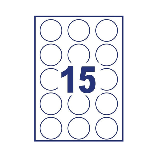 Etichette adesive tonde L4850 - in carta - rimovibili - diametro 51 mm - 15 et/fg - 25 fogli - bianco - Avery