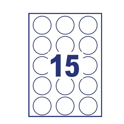 Etichette adesive tonde L4850 - in carta - rimovibili - diametro 51 mm - 15 et/fg - 25 fogli - bianco - Avery
