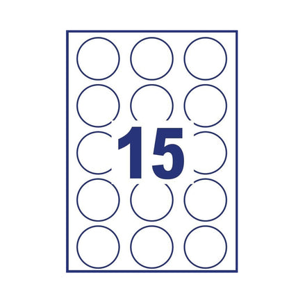 Etichette adesive tonde L4850 - in carta - rimovibili - diametro 51 mm - 15 et/fg - 25 fogli - bianco - Avery