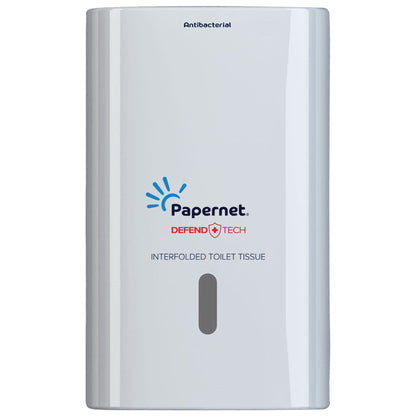 Dispenser carta igienica Defend Tech - interfogliata - 26,5 x 16,5 x 13,5 cm - bianco - Papernet