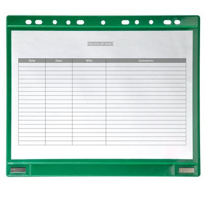 Buste forate - per supporti magnetici ad anelli - A4 - verde - Djois - conf. 5 pezzi