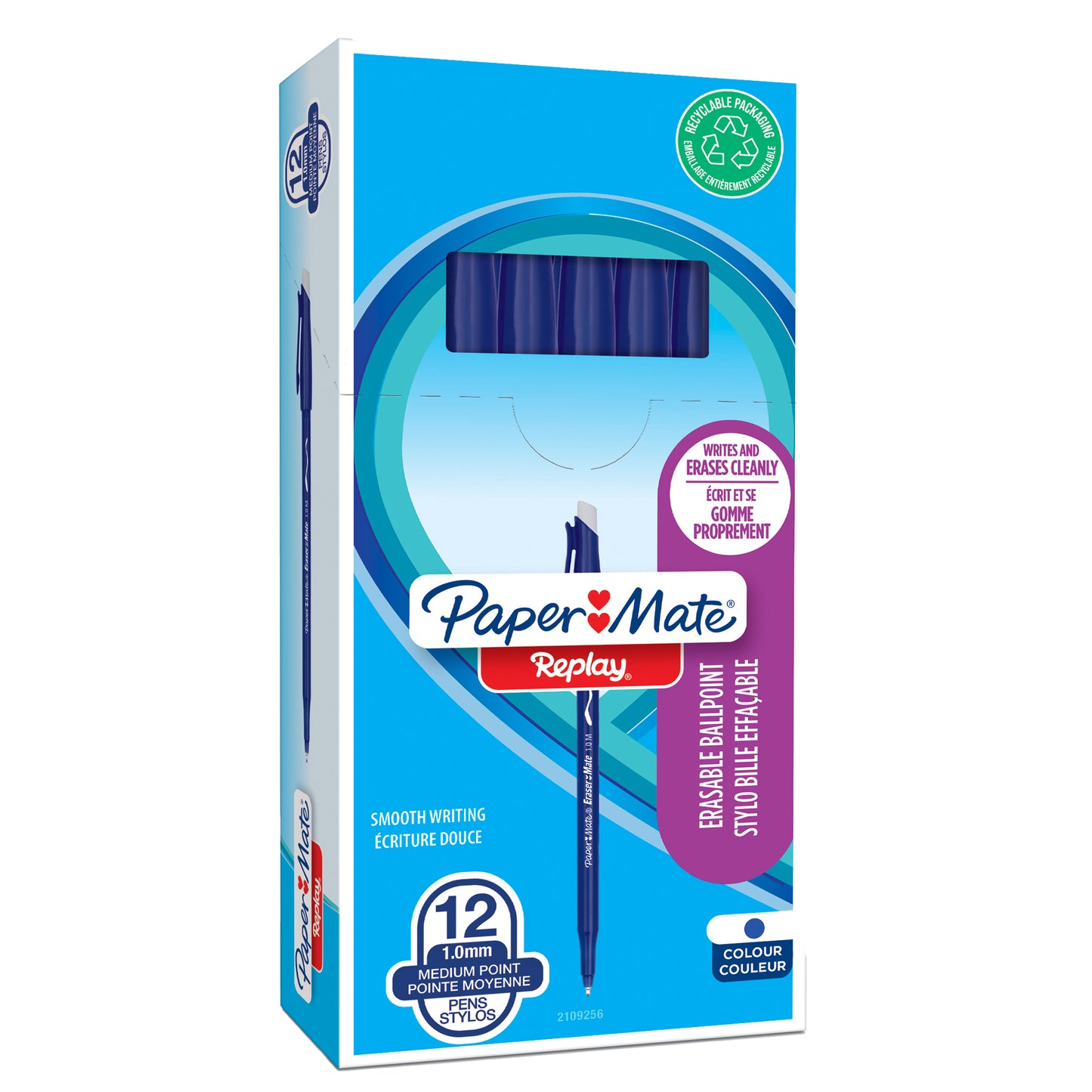 Penna a sfera con cappuccio Replay - cancellabile - punta 1 mm - blu - Papermate
