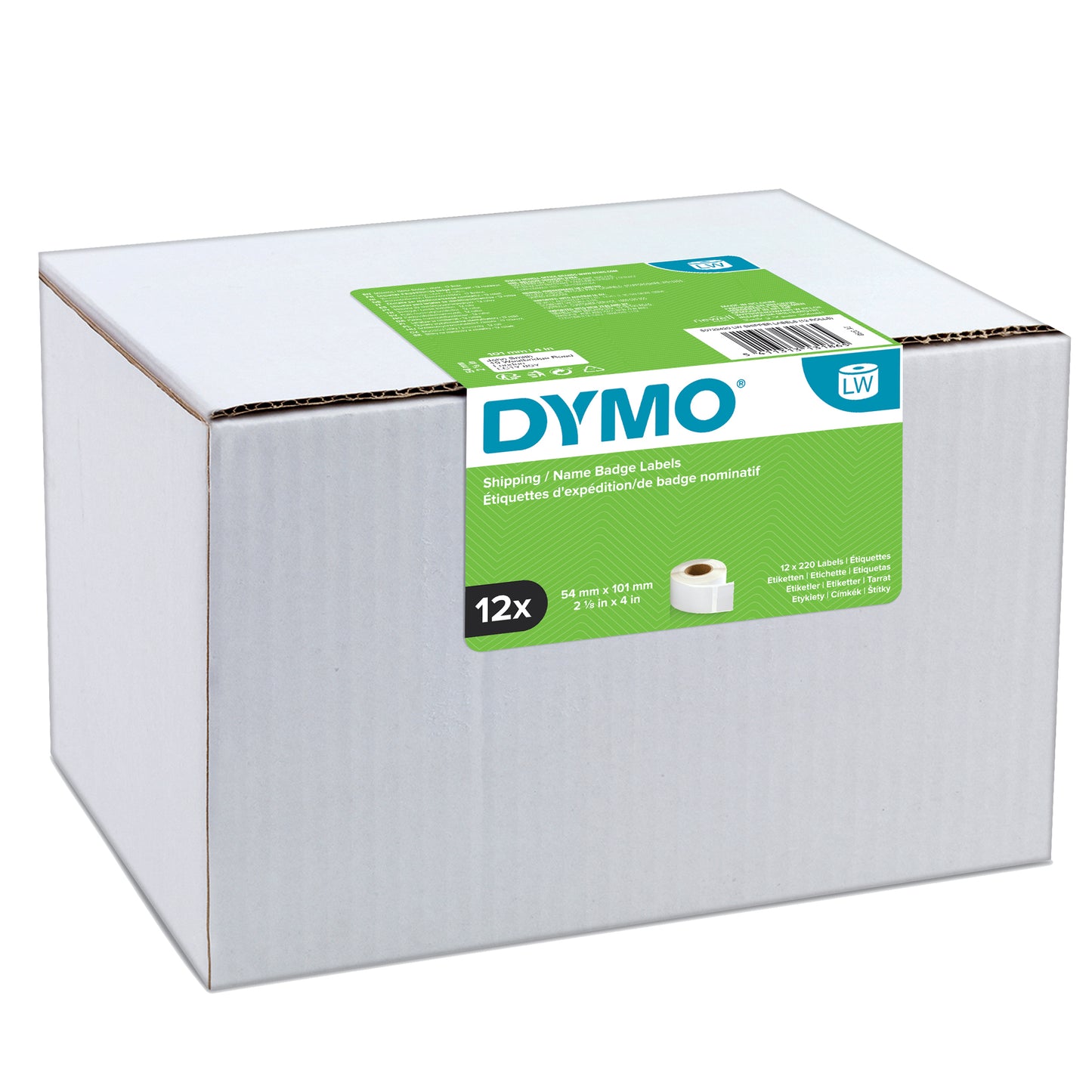 Rotolo 220 etichette LW S0722420 - 54 x 101 mm - carta - spedizione/badge - bianco - Dymo - value pack 12 pezzi
