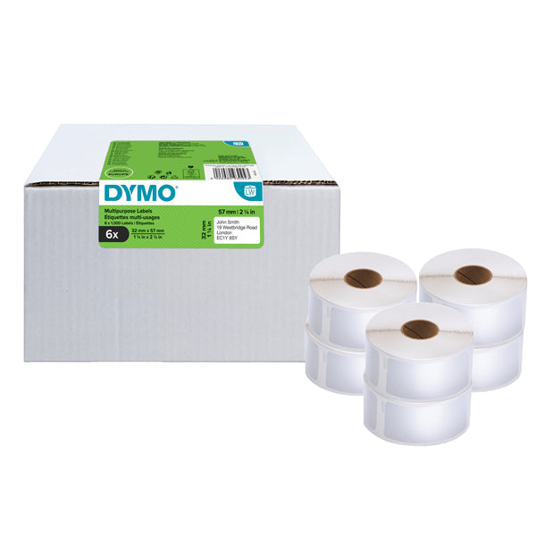Rotolo 1000 etichette LW 2093094 - 32 x 57 mm - carta - multiuso - bianco - Dymo - value pack 6 pezzi