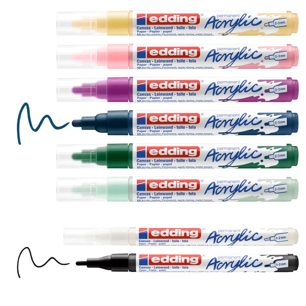 Marcatore permanente acrilico Start Easy Set Nordic - punta tonda fine e media - colori assortiti - Edding - conf. 8 pezzi