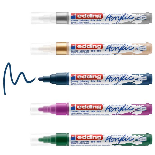 Marcatore permanente acrilico 5100 - punta tonda - da 2 a 3 mm - colori assortiti festa - Edding - conf. 5 pezzi