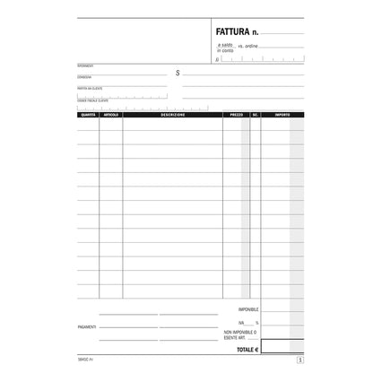 Blocco fatture ad 1 aliquota - 50/2 autoricalcante - 14,8 x 21 cm - DU1641C0000 - Data Ufficio