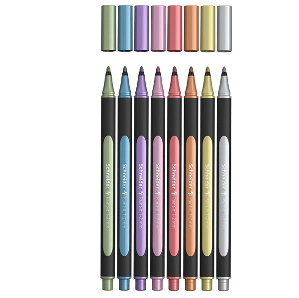 Pennarello Metallic Liner 020 - punta 1,2 mm - colori assortiti - Schneider - conf. 8 pezzi