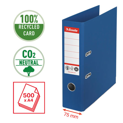 Registratore a leva - CO2 neutral - A4 - dorso 75 mm - blu - Esselte