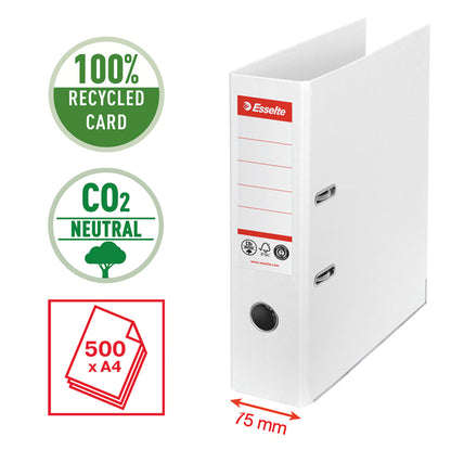 Registratore a leva - CO2 neutral - A4 - dorso 75 mm - bianco - Esselte
