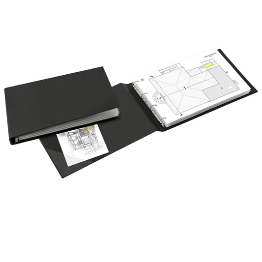 Raccoglitore Sanremo 2000 - 42 x 30 cm album - 4 anelli a D 40 mm - dorso 5,5 cm - nero - Sei Rota