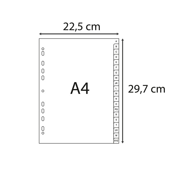 Intercalare alfabetico - PP riciclato - A4 - A-Z - grigio - Exacompta