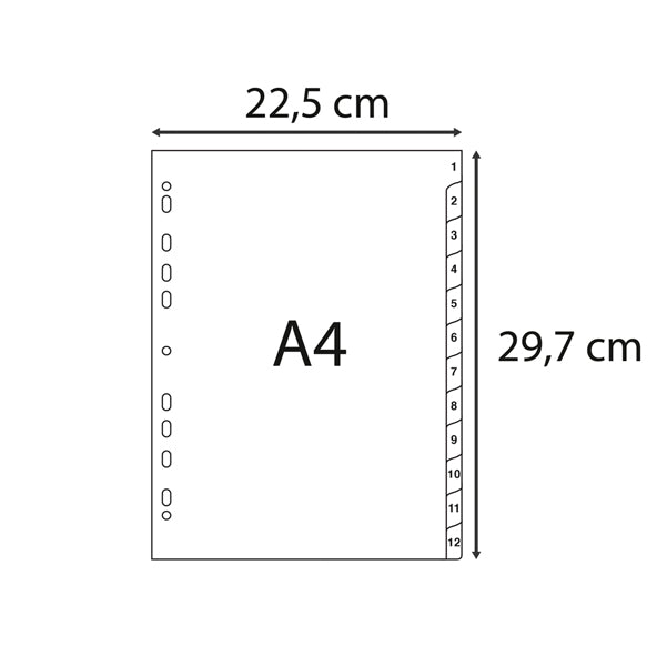 Intercalare numerico - 31 tasti - A4 - PP riciclato - grigio - Exacompta