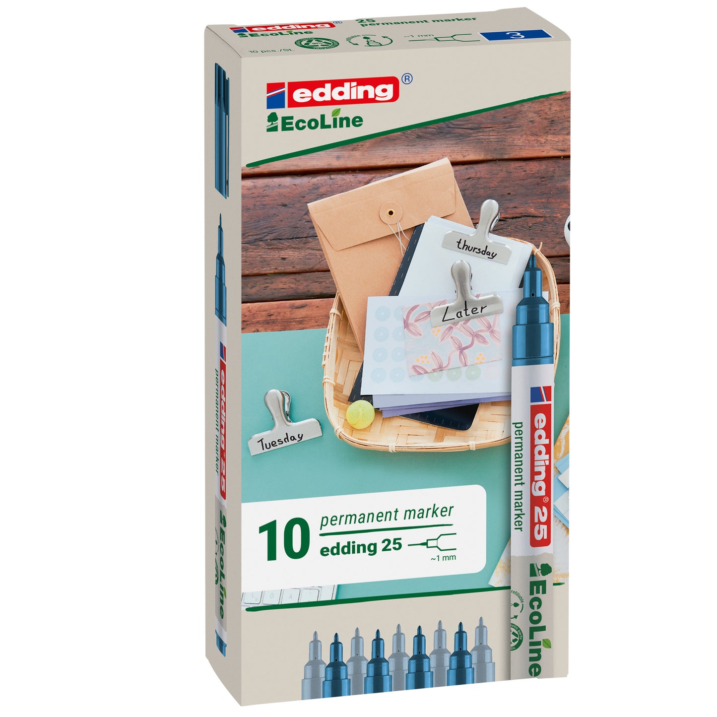 Marcatore permanente 25 Ecoline - punta tonda 1.0 mm - blu - Edding