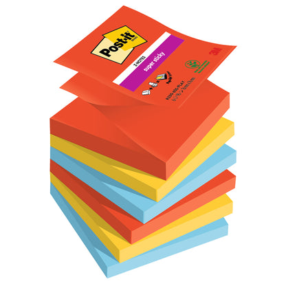 Blocco Post-it Super Sticky Z Notes - R330-6SS-PLAY - 76 x 76 mm - colori Playful - 90 fogli - Post-it - conf. 6 pezzi