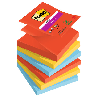 Blocco Post-it Super Sticky Z Notes - R330-6SS-PLAY - 76 x 76 mm - colori Playful - 90 fogli - Post-it - conf. 6 pezzi