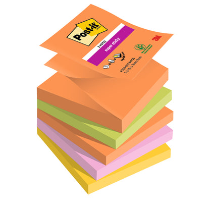 Blocco Post-it Super Sticky Z Notes - R330-5SS-BOOS - 76 x 76 mm - colori Boost - 90 fogli - Post-it - conf. 5 pezzi