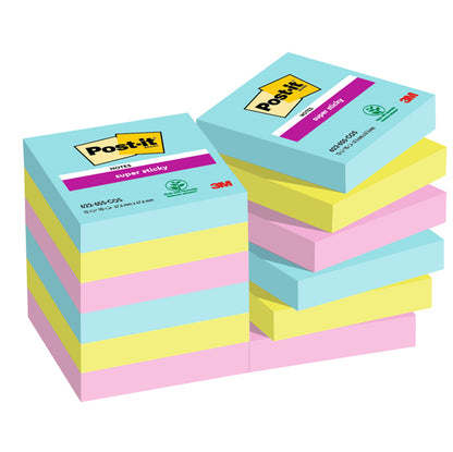 Blocco Post-it Super Sticky - 622-12SS-COS - 47,6 x 47,6 mm - colori Cosmic - 90 fogli - Post-it - conf. 12 pezzi