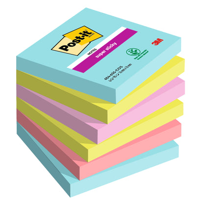 Blocco Post-it Super Sticky - 654-6SS-COS - 76 x 76 mm - colori Cosmic - 90 fogli - Post-it - conf. 6 pezzi