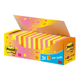 Blocco foglietti Post-it - 654-NP24 - 76 x 76 mm - colori assortiti - 100 fogli - Post-it - conf. 24 blocchi