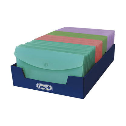 Busta con bottone Pastel - 9,9 x 21 cm - PP - colori assortiti - Favorit