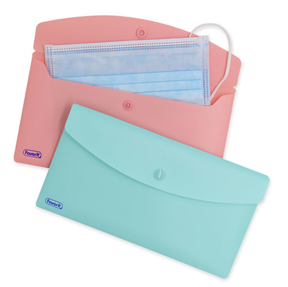 Busta con bottone Pastel - 9,9 x 21 cm - PP - colori assortiti - Favorit - conf. 5 pezzi