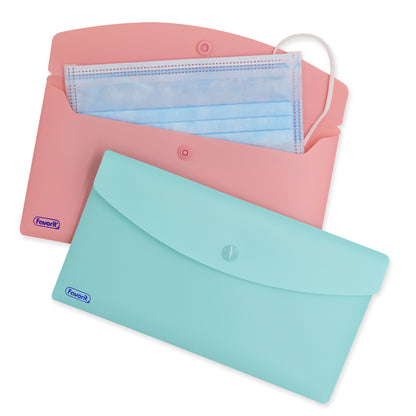 Busta con bottone Pastel - 9,9 x 21 cm - PP - colori assortiti - Favorit - conf. 5 pezzi