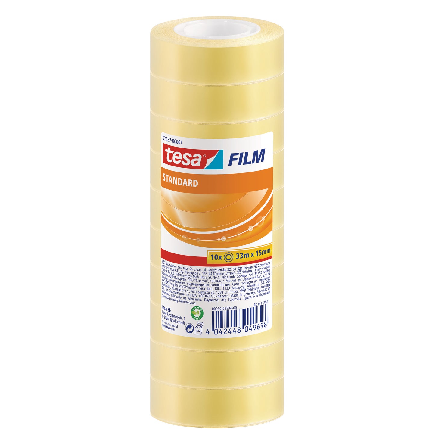 Nastro adesivo Tesafilm - 15 mm x 33 m - PP - trasparente - Tesa - torre 10 pezzi