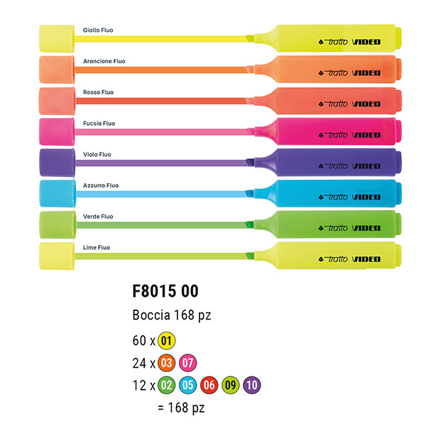 Evidenziatore Tratto Video - colori assortiti - Tratto - boccia 168 pezzi