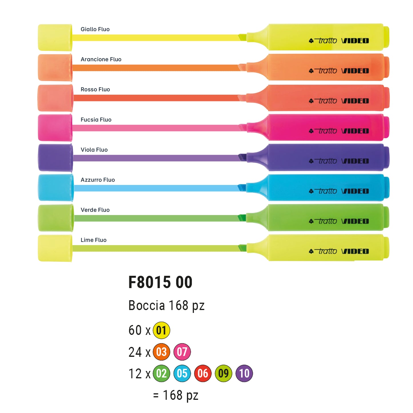 Evidenziatore Tratto Video - colori assortiti - Tratto - boccia 168 pezzi