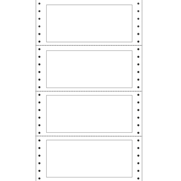 Etichette adesive a modulo continuo TT951 - in carta - corsia singola - permanenti - 140 x 60 mm - 4 et/fg - 100 fogli - bianco - Markin