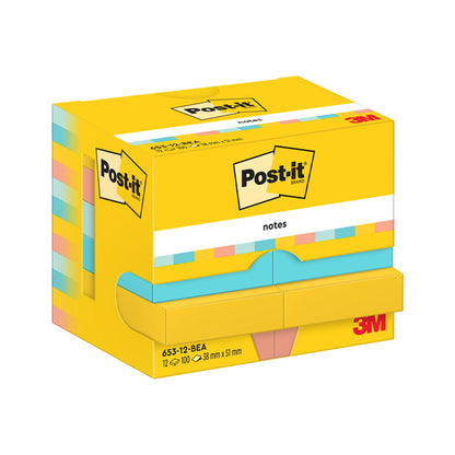 Blocco Post-it - 653-BEA - 38 x 51 mm - 100 fogli - colori Beachside - Post-it - conf. 12 pezzi