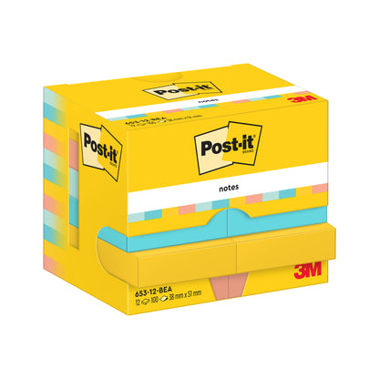 Blocco Post-it - 653-BEA - 38 x 51 mm - 100 fogli - colori Beachside - Post-it - conf. 12 pezzi
