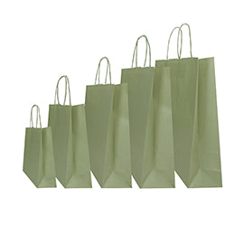 Shopper Twisted - maniglie cordino - 26 x 11 x 34,5 cm - carta kraft - salvia - Mainetti Bags - conf. 25 pezzi