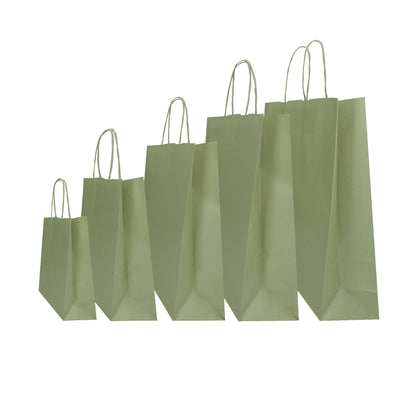 Shopper Twisted - maniglie cordino - 26 x 11 x 34,5 cm - carta kraft - salvia - Mainetti Bags - conf. 25 pezzi