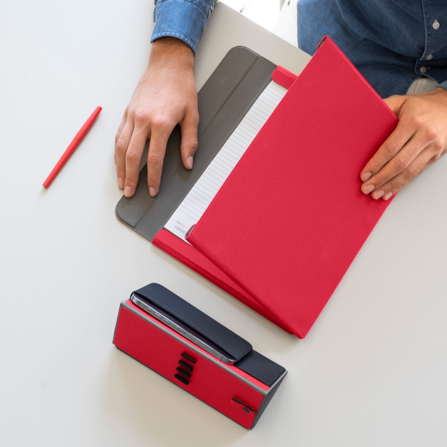 Portablocco Meet - con alette magnetiche - 31 x 25 x 1,4 cm - rosso - In Tempo