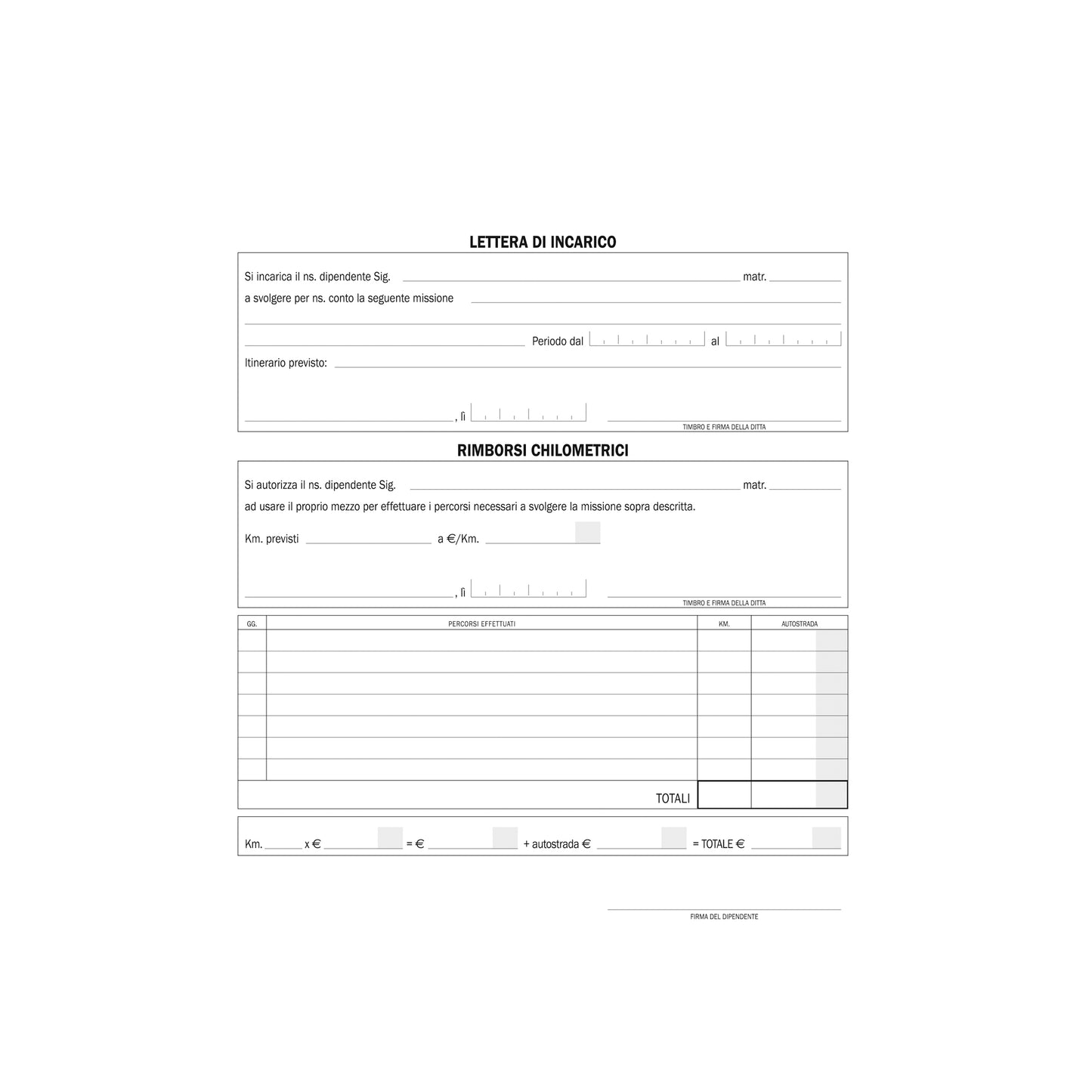 Blocco buste nota spese - staccabili - 23 x 16 cm - Data Ufficio - conf. 25 buste