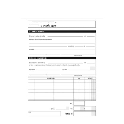 Blocco buste nota spese - staccabili - 23 x 16 cm - Data Ufficio - conf. 25 buste