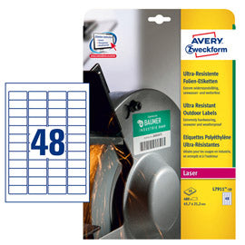 Etichette adesive - in PE - laser - permanenti - 45,7 x 21,2 mm - 48 et/fg - 10 fogli - bianco - Avery