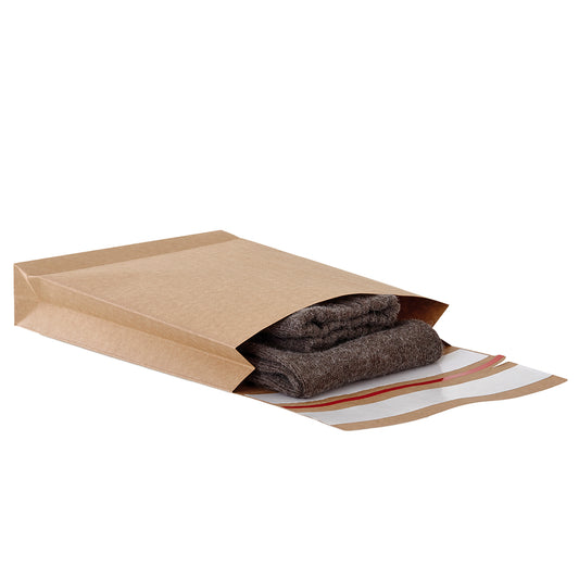 Sacchetti a fondo quadro E-Green - C5 - 16,2 x 22,9 x 4 + 10 cm - carta kraft - avana - Bong Packaging - conf. 250 pezzi