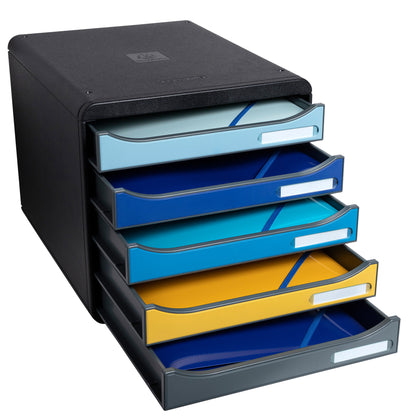 Cassettiera Big Box Plus Bee Blue - 5 cassetti A4 - nero/multicolore - Exacompta