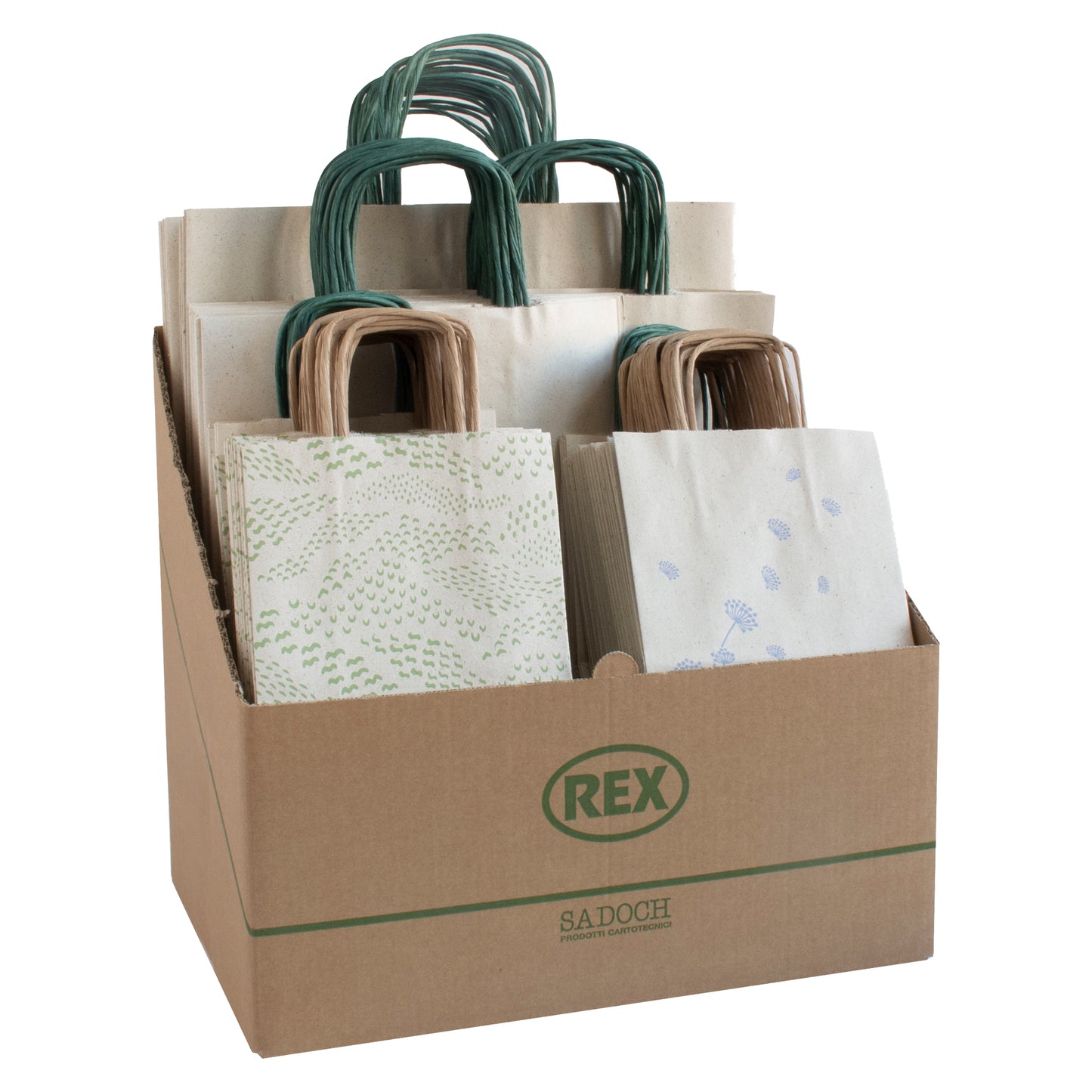 Espositore shopper Carta Erba - formati assortiti - Rex Sadoch - expo 100 pezzi
