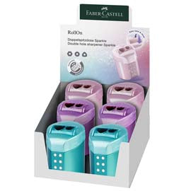 Temperamatite RollOn Sparkle - con serbatoio - 2 fori - colori assortiti - Faber-Castell