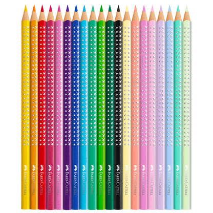 Astuccio Farfalla matite colorate Sparkle - colori assortiti - Faber-Castell - conf. 20 pezzi