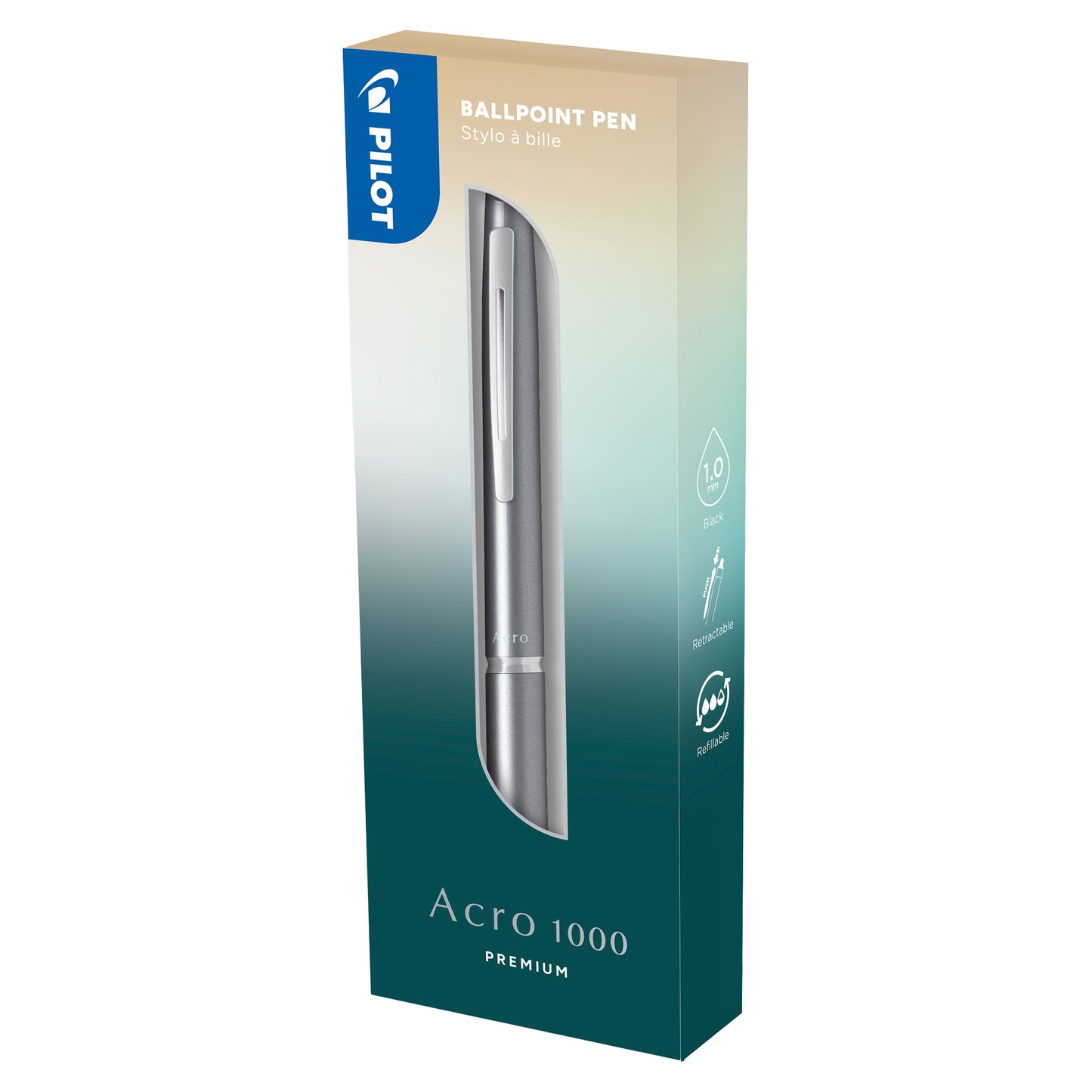 Penna a sfera scatto Acro 1000 - punta 1.0 mm - fusto argento - Pilot