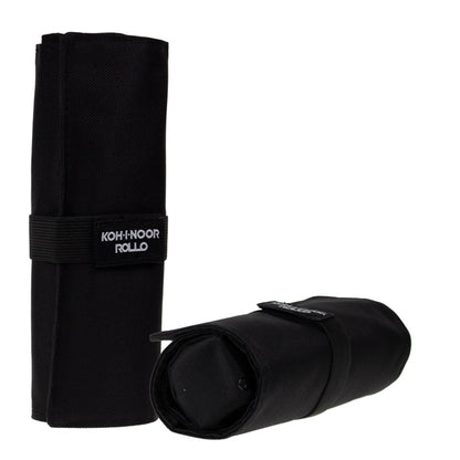 Astuccio arrotolabile Roller - con astuccio zip interno - 24 scomparti - 7,5 x 21,5 cm - tessuto - nero - Koh.I.Noor