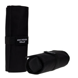Astuccio arrotolabile Roller - con astuccio zip interno - 24 scomparti - 7,5 x 21,5 cm - tessuto - nero - Koh.I.Noor