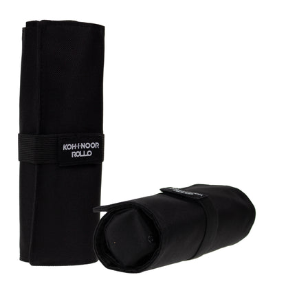 Astuccio arrotolabile Roller - con astuccio zip interno - 24 scomparti - 7,5 x 21,5 cm - tessuto - nero - Koh.I.Noor
