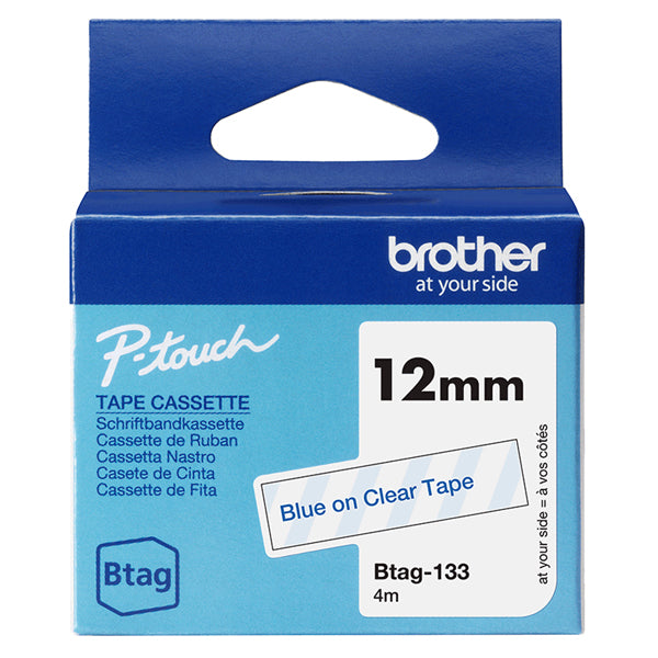 Brother - Nastro adesivo - Blu/Trasparente - 12mm x 4mt - BTAG133